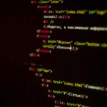 A vertical shot of HTML code displayed on a computer screen with focus on CSS elements.